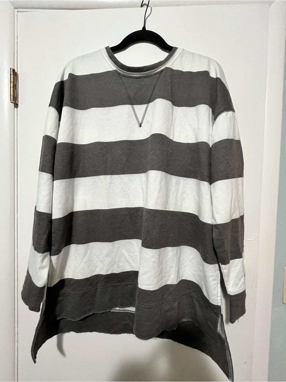 Belinda Grey and White Striped Lounge Top Size XL